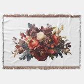 Bourgondiër Maroon Koraal Wit Sfeervolle Bloemen Deken (Voorkant)