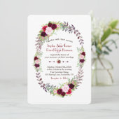 Bourgondiër Marsala Bloemenkrans Trouwen Kaart (Staand voorkant)