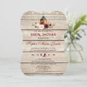 Bourgondiër Marsala Bloemlantaarn Bruidsdouche Kaart (Staand voorkant)