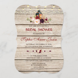 Bourgondiër Marsala Bloemlantaarn Bruidsdouche Kaart