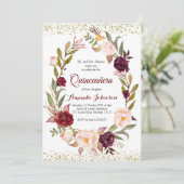 Bourgondiër Marsala Prinses Quinceañera Spaans Kaart (Staand voorkant)