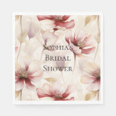 Bourgondiër Roomkleurig Lavendel Bloemig Bruilofts Servet (Voorkant)