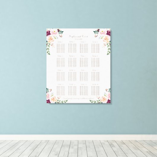 Bourgondiër Roze Saffraan Bloemige Trouw Zittijd C Canvas Afdruk (Insitu (Houten vloer))