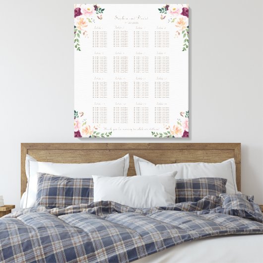 Bourgondiër Roze Saffraan Bloemige Trouw Zittijd C Canvas Afdruk (Insitu (Slaapkamer))