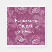 Bourgondiër Wijn Witte Kant Bloemachtige Bruiloft Servet (Voorkant)