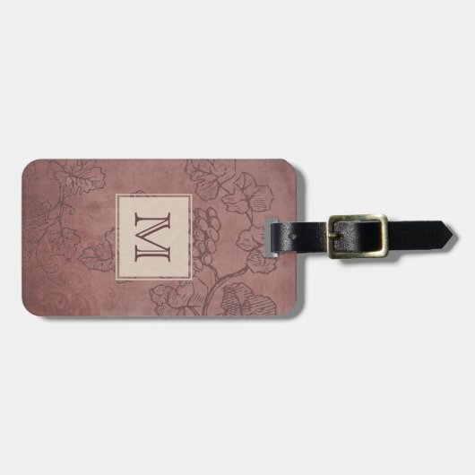 Bourgondiër Wijnstok Monogram Bagagelabel (Voorkant horizontaal)
