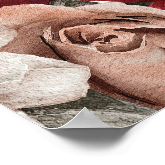 Bourgondiër Zilveren Waterverf Bloemrijke Trouw We Poster (Hoek)