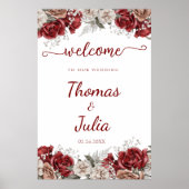 Bourgondiër Zilveren Waterverf Bloemrijke Trouw We Poster (Voorkant)