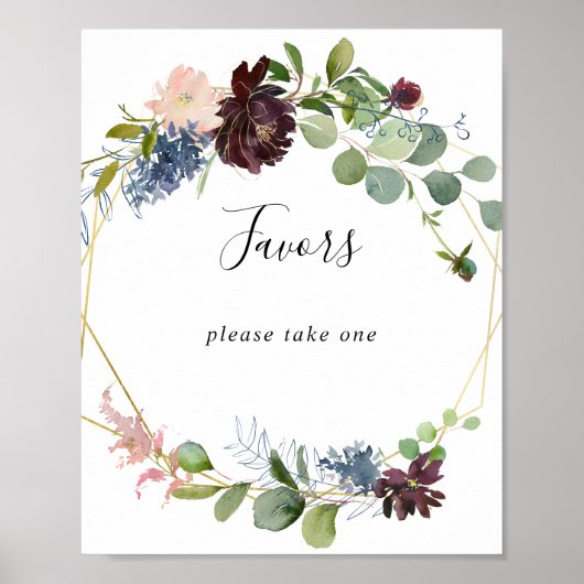 Bourgondiërgoud Geometrische Favorieten Bord Poster (Voorkant)