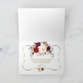 Bourgondiërroze Bloemen Goud Witte Doop Bedankkaart (Binnen)