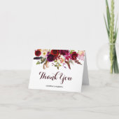 Bourgondierse Marsala Bloemige Trouw Dankjewel Bedankkaart (Voorkant)
