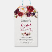 Bourgondierse Marsala Bloemrijke Chic Bruiloft Fav Cadeaulabel (Voorkant)