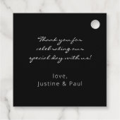 Bourgondierse Marsala en Blush Bloemen - Zwart Bedankjes Labels (Achterkant)