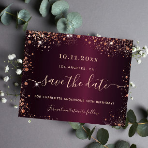 Bourgondierse roze gouden verjaardag save the date