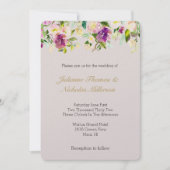 Bourgondierse Wijn Roze Aquarel Bloem Crème Trouw Kaart (Voorkant)