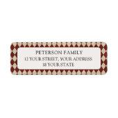 Bourgondisch Argyle Kerst Retouradreslabel Etiket (Voorkant)