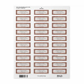 Bourgondisch Argyle Kerst Retouradreslabel Etiket (Full Sheet)