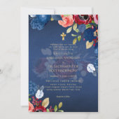 Bourgondisch Blauw Bloemen Katholieke Nuptial Mass Kaart (Voorkant)