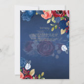 Bourgondisch Blauw Bloemen Katholieke Nuptial Mass Kaart (Achterkant)