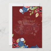 Bourgondisch Blauw Bloemen Katholieke Nuptial Mass Kaart (Achterkant)