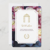 Bourgondisch bloemen bruiloft uitnodiging template (Achterkant)