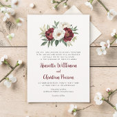 Bourgondisch bloemen bruiloftsinvitaties script