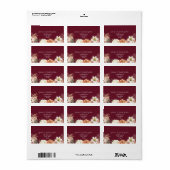 Bourgondisch bloemendecoratie bruiloft retouradres etiket (Full Sheet)