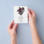 Bourgondisch bloemenskelelet gotische trouwuitnodi flyer (Hand)