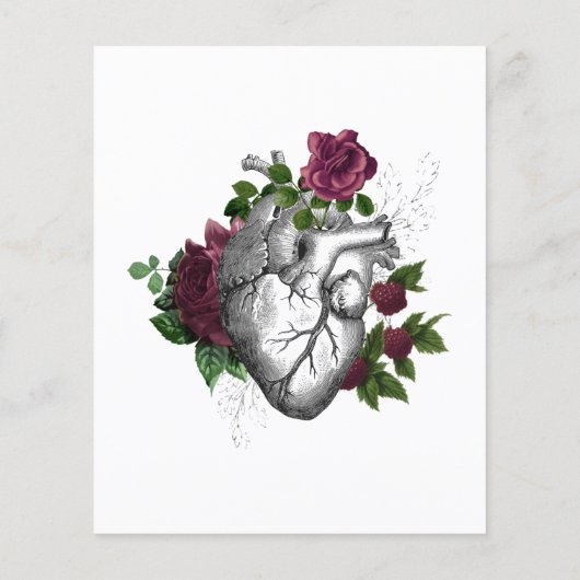 Bourgondisch bloemenskelelet gotische trouwuitnodi flyer (Achterkant)