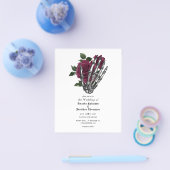 Bourgondisch bloemenskelelet gotische trouwuitnodi flyer (Enkel)