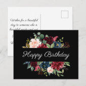 Bourgondisch bloemmotief elegante waterverf budget briefkaart (Voorkant / Achterkant)