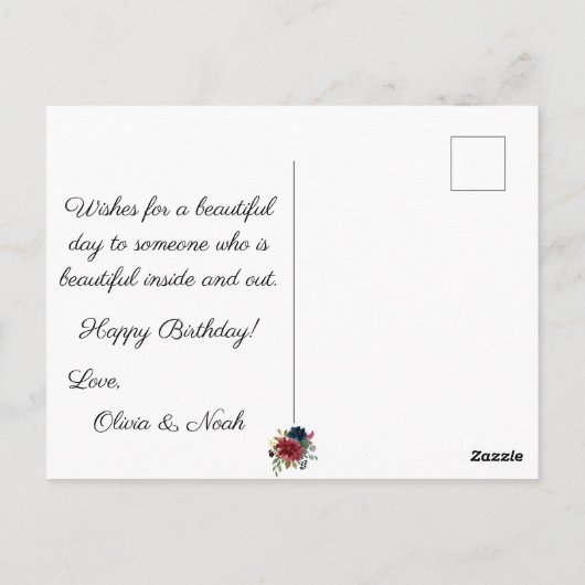 Bourgondisch bloemmotief elegante waterverf budget briefkaart (Achterkant)