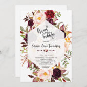 Bourgondisch bloemmotief geometrische brunch en bu kaart (Voorkant / Achterkant)