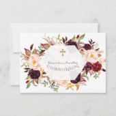 Bourgondisch bloemmotief gouden geometrische Eerst Bedankkaart (Achterkant)