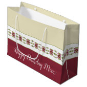 Bourgondisch bloempatroon groot cadeauzakje (Voorkant Gekanteld)