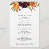 Bourgondisch Bloemrijk Landelijk Bruiloftsprogramm Flyer (Achterkant)
