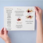 Bourgondisch Bloemstuk Pampas Gras Trouwprogramma Flyer (Hand)