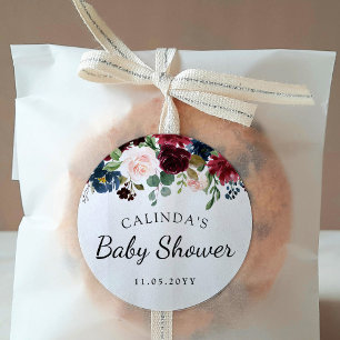 Bourgondisch boeket   BABY SHOWER Ronde Sticker