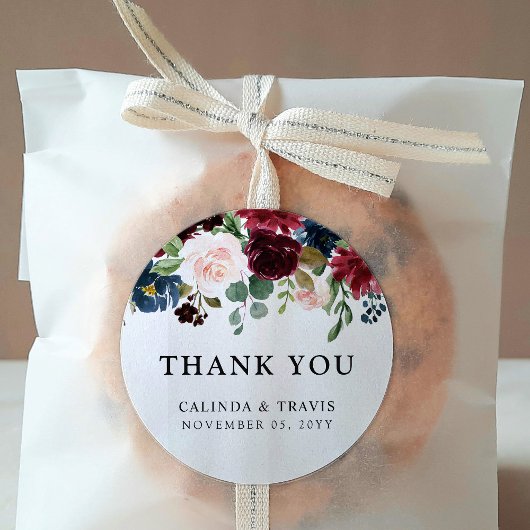 Bourgondisch boeket | Bruiloft | Dank u Ronde Sticker