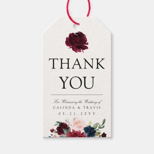 Bourgondisch boeket | Dank u Cadeaulabel (Voorkant)