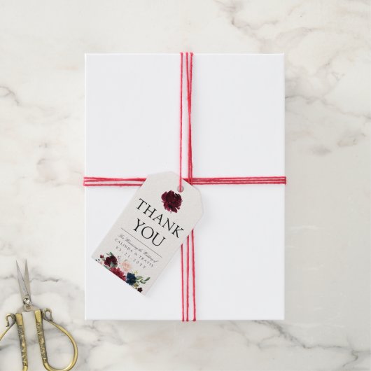 Bourgondisch boeket | Dank u Cadeaulabel (Met Touw)