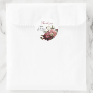 Bourgondisch Boeket Dankjewel Cirkelstickers Ronde Sticker