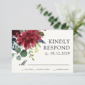 Bourgondisch boeket | Wild Floral RSVP Antwoord (Staand voorkant)