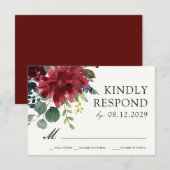 Bourgondisch boeket | Wild Floral RSVP Antwoord (Voorkant / Achterkant)