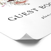 Bourgondisch Boho Bloem Gastboek Bord Poster (Hoek)