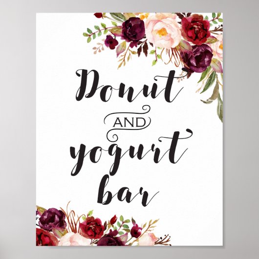 Bourgondisch Boho Bloemenbord - Donut- en Yoghurtb Poster (Voorkant)