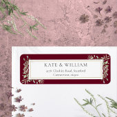 Bourgondisch Botanisch Groene Bladerige Adreslabel Etiket