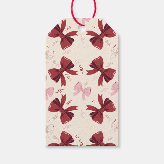 Bourgondisch Coquette Strik Patroon Cadeaulabel (Voorkant)