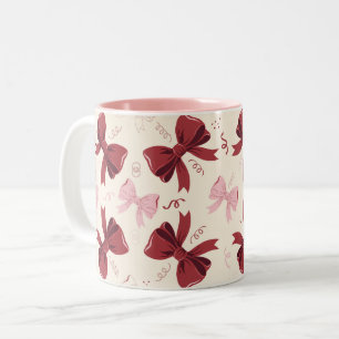 Bourgondisch Coquette Strik Patroon Tweekleurige Koffiemok