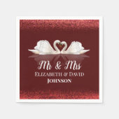 Bourgondisch en wit thema met zwanen bruiloft servet (Voorkant)